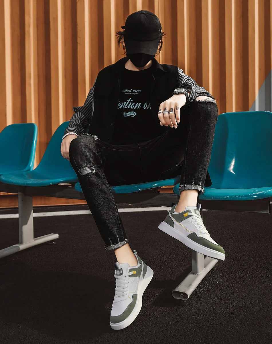 Męskie niskie buty sportowe na co dzień – modne trampki do koszykówki w stylu ulicznym, buty do skateboardingu dla nastolatków