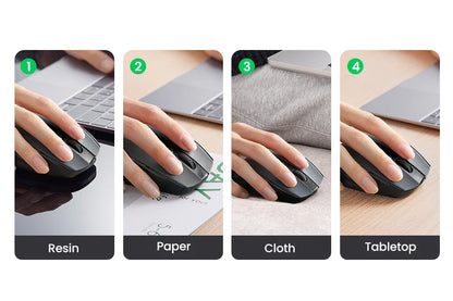 Bezdrátová myš UGREEN Bluetooth 5.0, ergonomická myš 4000 DPI se 6 tichými tlačítky pro MacBook, tablet, notebooky, počítač PC, 2.4G myš