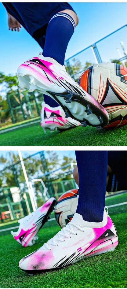 New Men Football Boots FG Non-Slip Long Spikes Soccer Shoes Training Shoes Soccer Cleats Ultralight Outdoor Drop Shipping