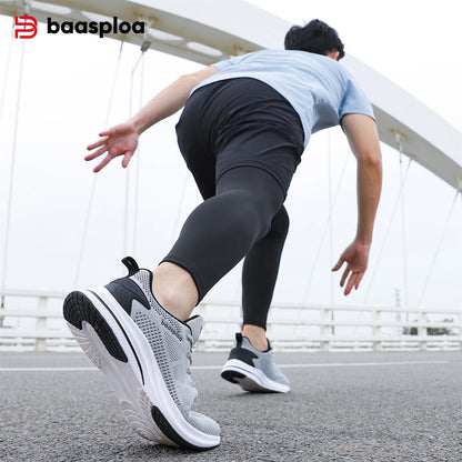 Baasploa Men Running Shoes Brand Male Designer Mesh Casual Sneakers Lightweight Lace-Up New Male Outdoor Sports Tennis Shoe