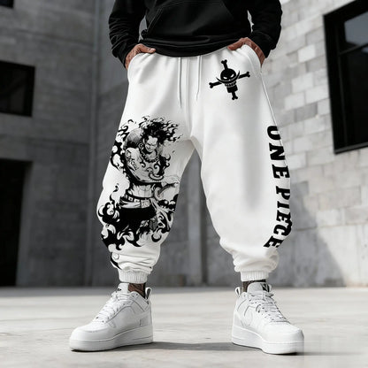 One Piece Luffy Herren-Jogginghose, Fitness- und Sporthose, Anime-Print, locker sitzend, lässig, neue Wintermode, Y2K-Kleidung, Hip-Hop-Hose
