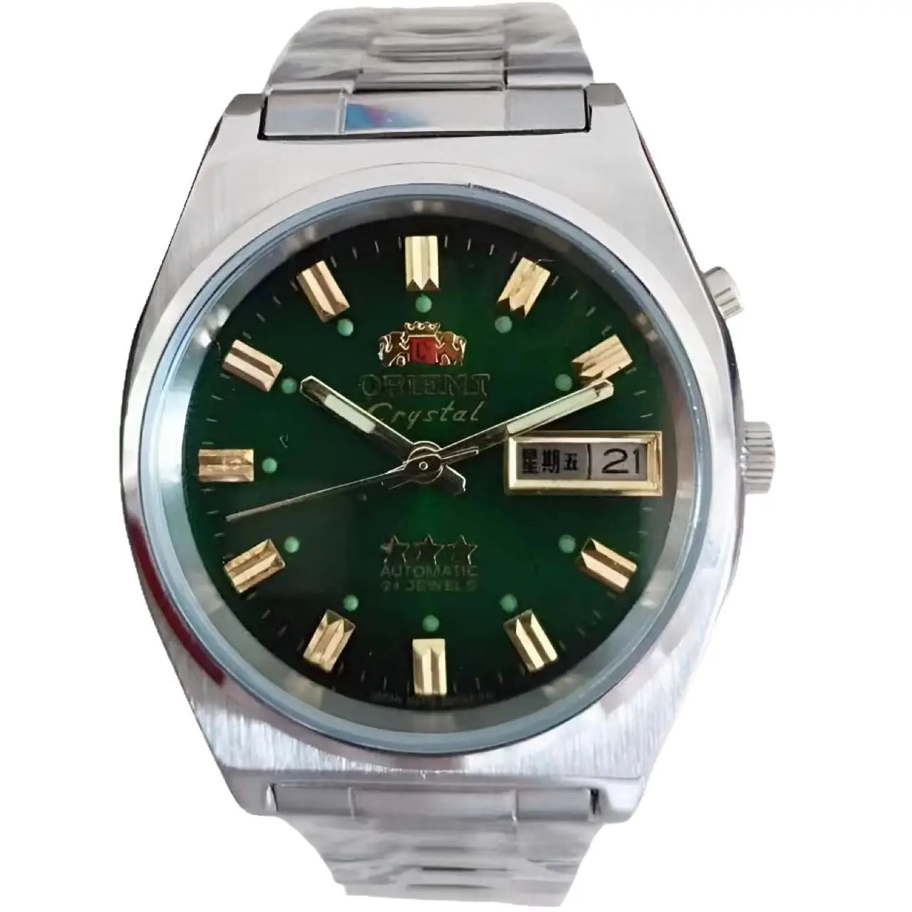 Unisex  Orient Mechanical Watch Steel Strap Folding Clasp Full Function World Time Watch Series 35MM