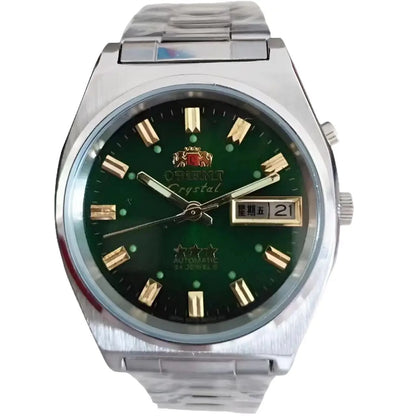 Unisex  Orient Mechanical Watch Steel Strap Folding Clasp Full Function World Time Watch Series 35MM