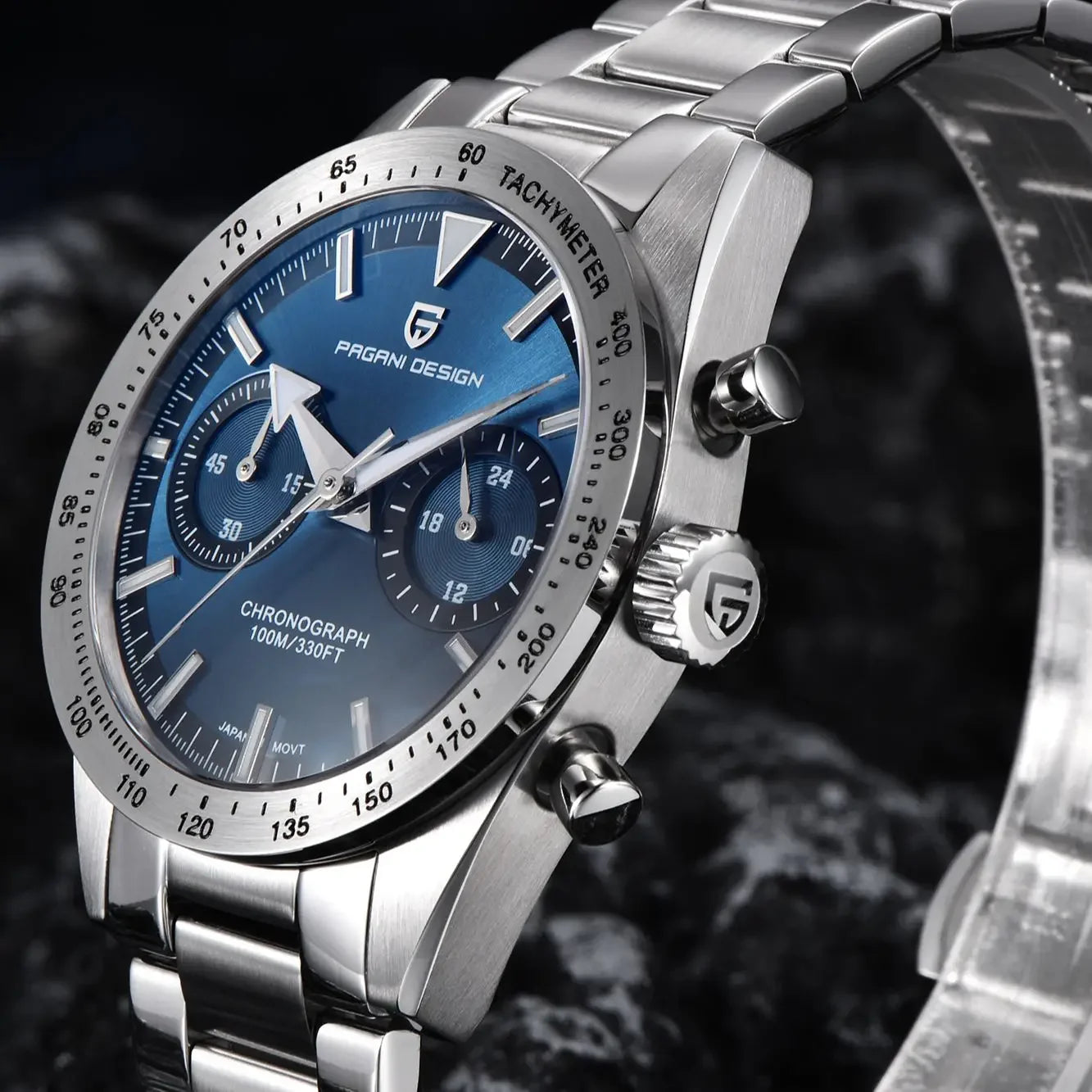 PAGANI DESIGN 2024 New Wide arrow Moon Men's Watches Luxury Quartz Watch For Men Sport Retro Chronograph VK64 AR Sapphire glass