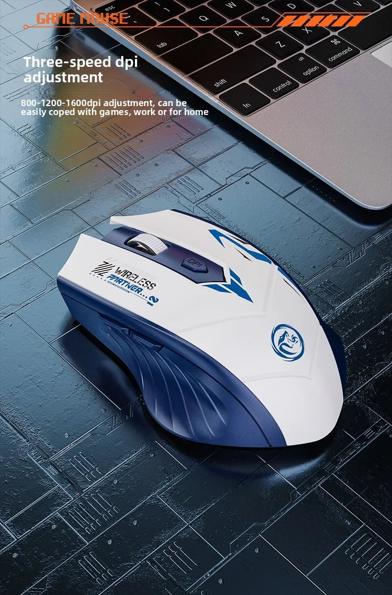 Безжична геймърска мишка 2.4G USB, тиха мишка с двоен режим Bluetooth, презареждаема 1600DPI мишка, тиха компютърна мишка за PC и лаптоп