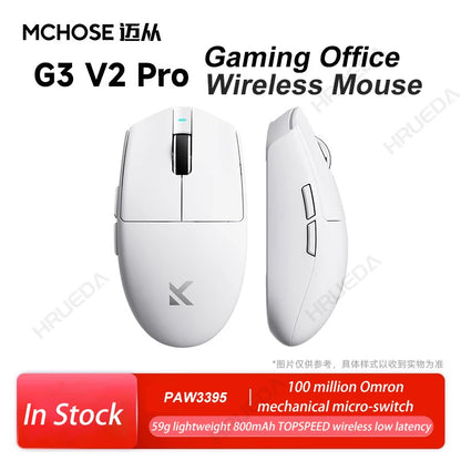 MCHOSE G3 V2 Pro Wireless Gaming Mouse Tri-Mode Bluetooth 800mAh Rechargeable Lightweight Customized Ergonomics Esports Mouse