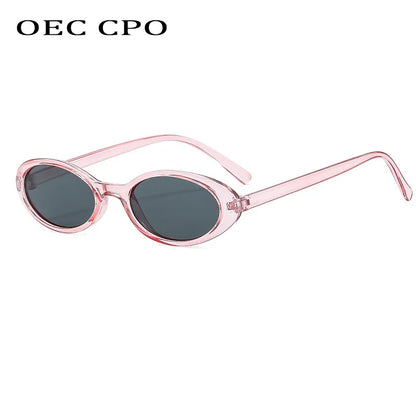 New Small Oval Sunglasses Women Men Trendy Vintage Hip Hop Cat Eye Sun Glasses Female Leopard Black Punk Eyewear UV400 Oculos