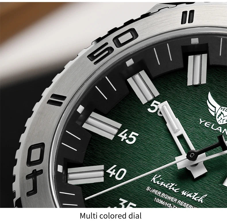 Yelang Watches V1035 44mm Men Diving Watch Human Kinetic Energy Watch 100m Waterproof Watches luminous Japan PX83 Sapphire