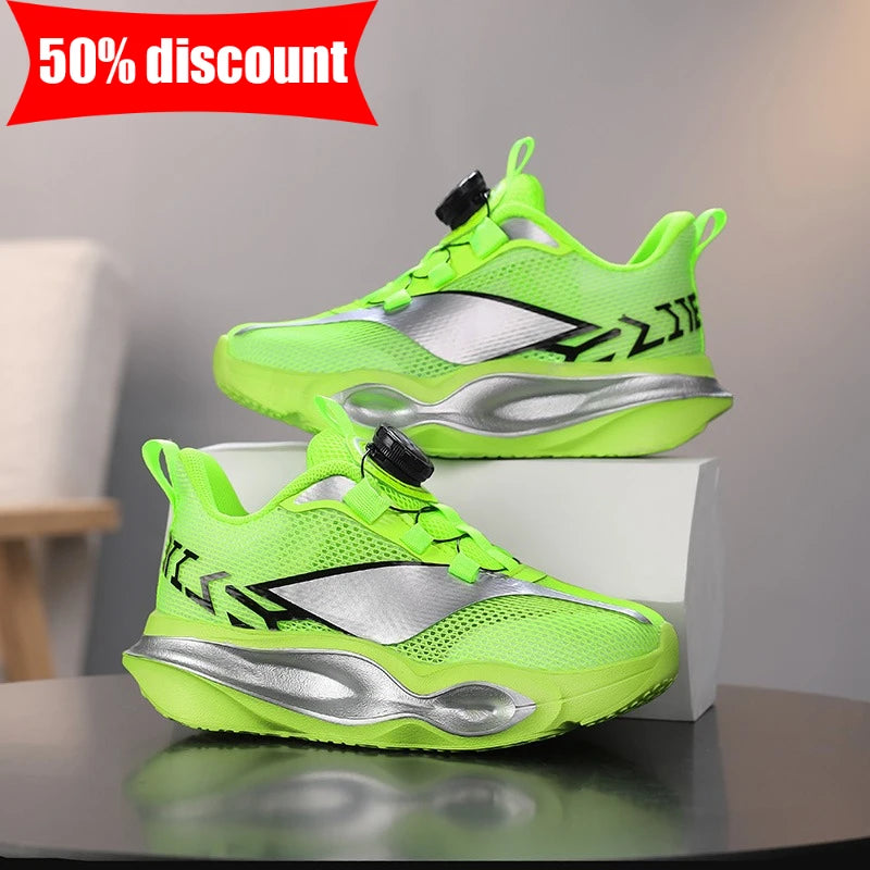 Zapatillas infantiles de moda con suela gruesa y suave, amortiguación elástica, calzado casual cómodo tipo tenis, nuevas zapatillas ligeras de malla para jogging