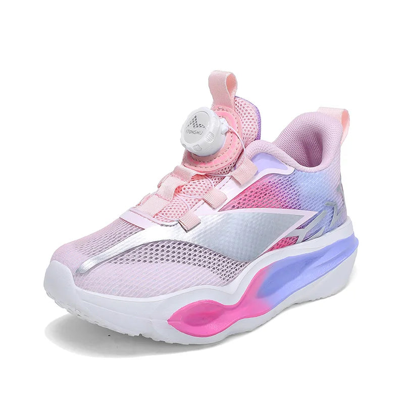 Zapatillas infantiles de moda con suela gruesa y suave, amortiguación elástica, calzado casual cómodo tipo tenis, nuevas zapatillas ligeras de malla para jogging