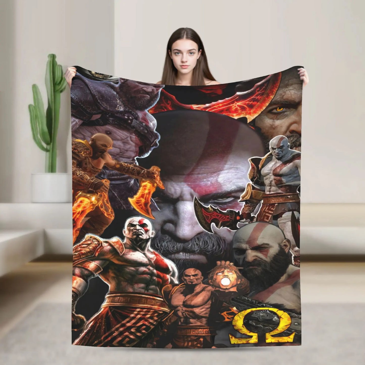 God of War Games Kratos Cartoon  Blanket Quality Soft  Bedding Throws Winter Travel Office Home Decor Aesthetic Bedspread