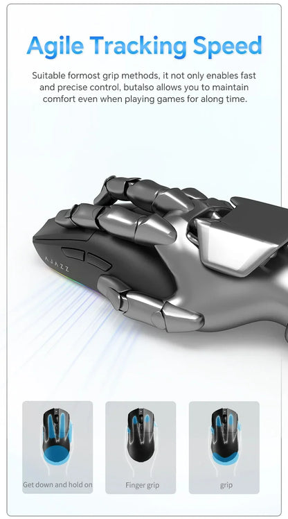 AJAZZ AJ139 V2 MC/AJ139 PRO vezeték nélküli gaming egér PAW3311/PAW3395 szenzorral, 12000DPI/26000DPI, 500mAh, Bluetooth gamer egér PC-hez