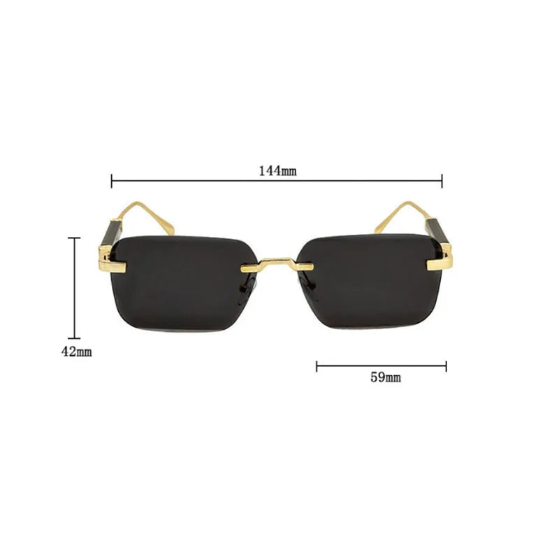 New 2024 Square Sunglasses Women Trendy Vintage Designer Rimless Sunglasses For Men Vacation Fashion Glasses Lentes De Sol Mujer