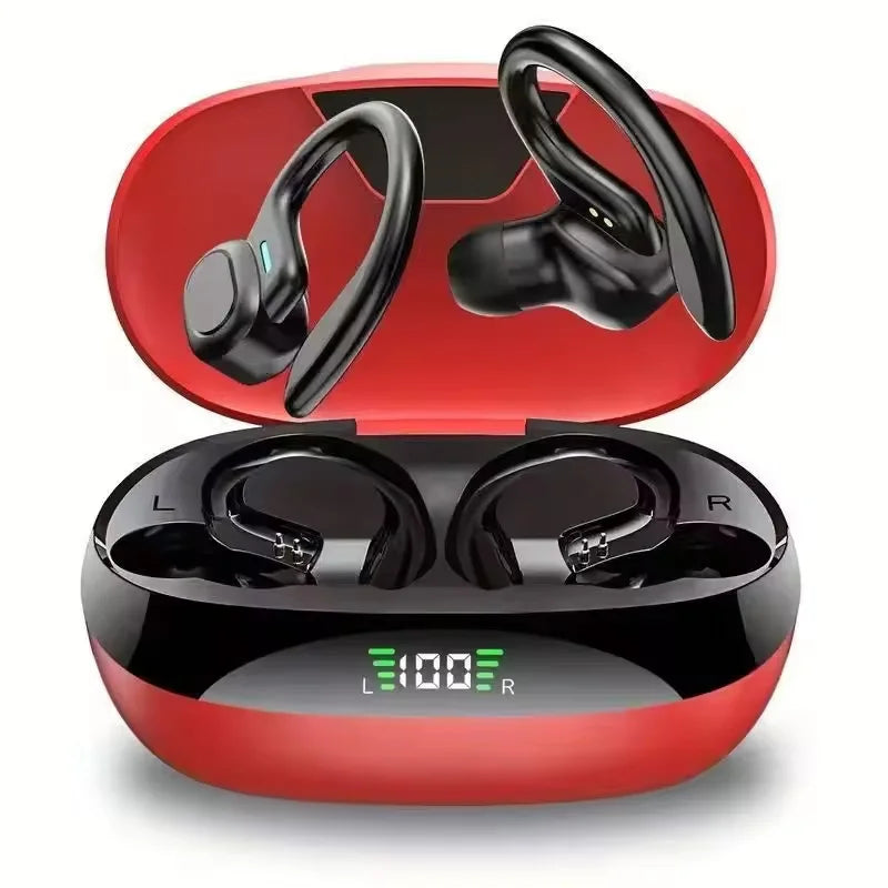 Écouteurs sans fil Sport 5.3 avec micro à réduction de bruit, 75H d'autonomie, son stéréo HiFi, affichage LED, USB-C, IPX6