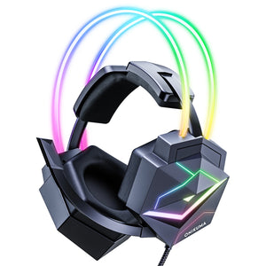 ONIKUMA X20 геймърски слушалки RGB – кабелни геймърски слушалки с микрофон, геймърски слушалки с обгръщащ звук и баси, за PS5, PC, Xbox и лаптоп