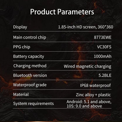 2026 New Military Outdoor Smart Watch 1.85‘’ AMOLED 1000mAh Large Battery 5ATM Waterproof Voice Call Sports Men Fitness Bracel