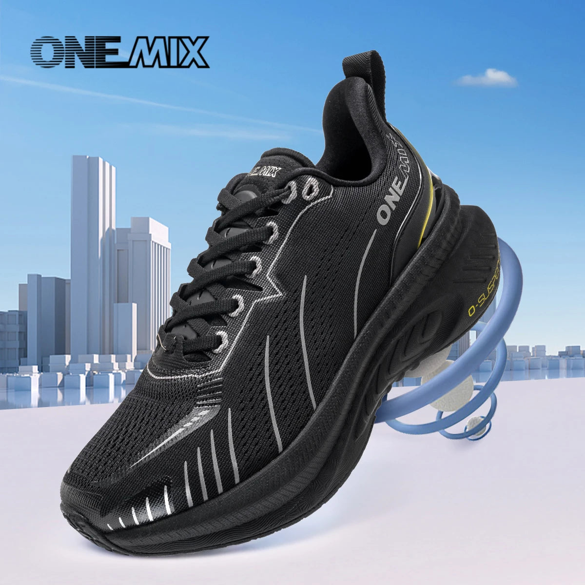 ONEMIX 21608A chaussures de course pour hommes bleu hiver à lacets chaussures de sport femmes antidérapant en plein air athlétique chaud hommes baskets