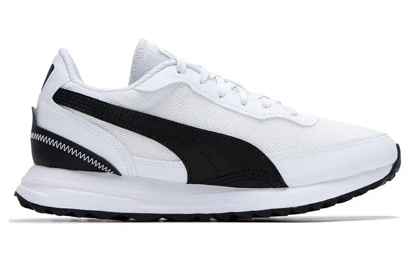 Chaussures de ville basses Puma Road Rider, en tissu et cuir synthétique, confortables pour un usage quotidien, baskets, blanc et noir, 397432-05
