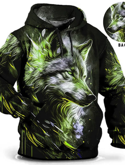 Men's Unisex Hoodie Fashion Pullover Hoodie Sweatshirt Hooded Animal Wolf Lion Dragon Tiger Print Daily 3D Print Casual Hoodies