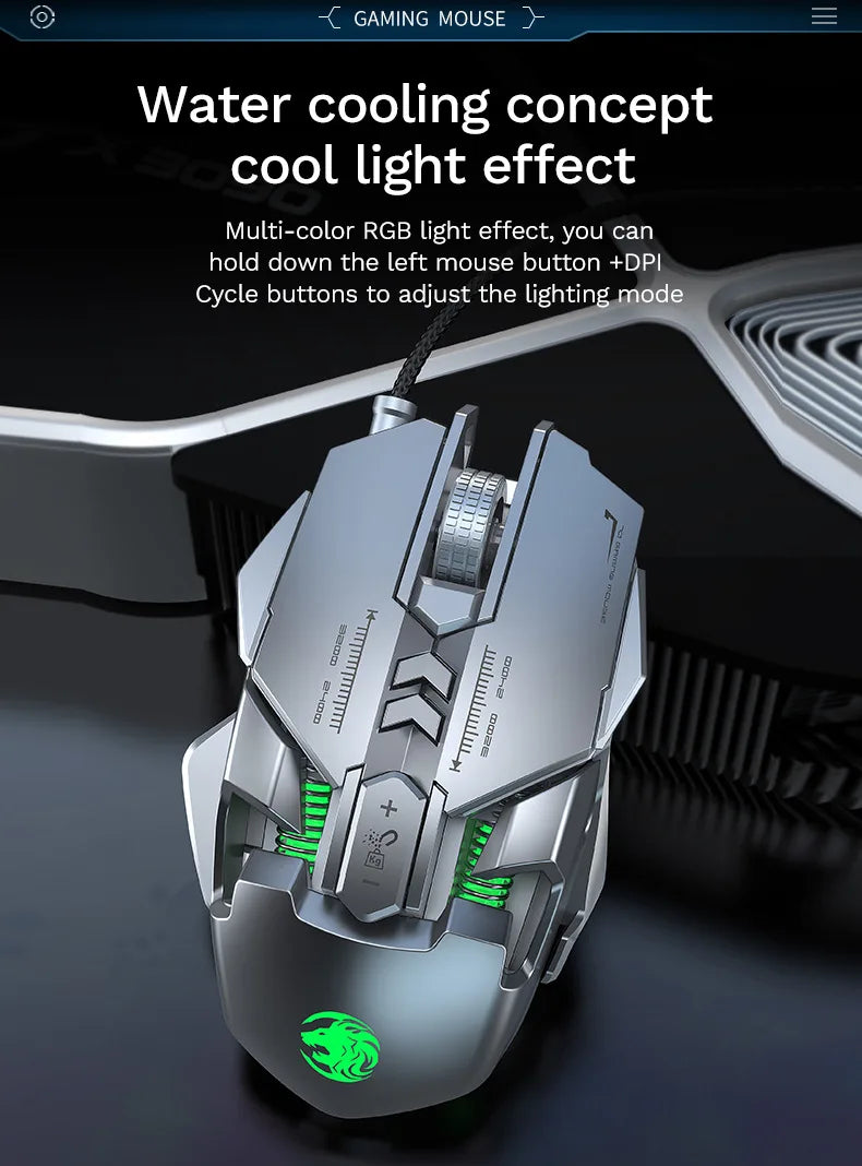 Mouse meccanico cablato RGB 6400 DPI con attrazione magnetica e contrappeso DIY per PC gaming e eSport