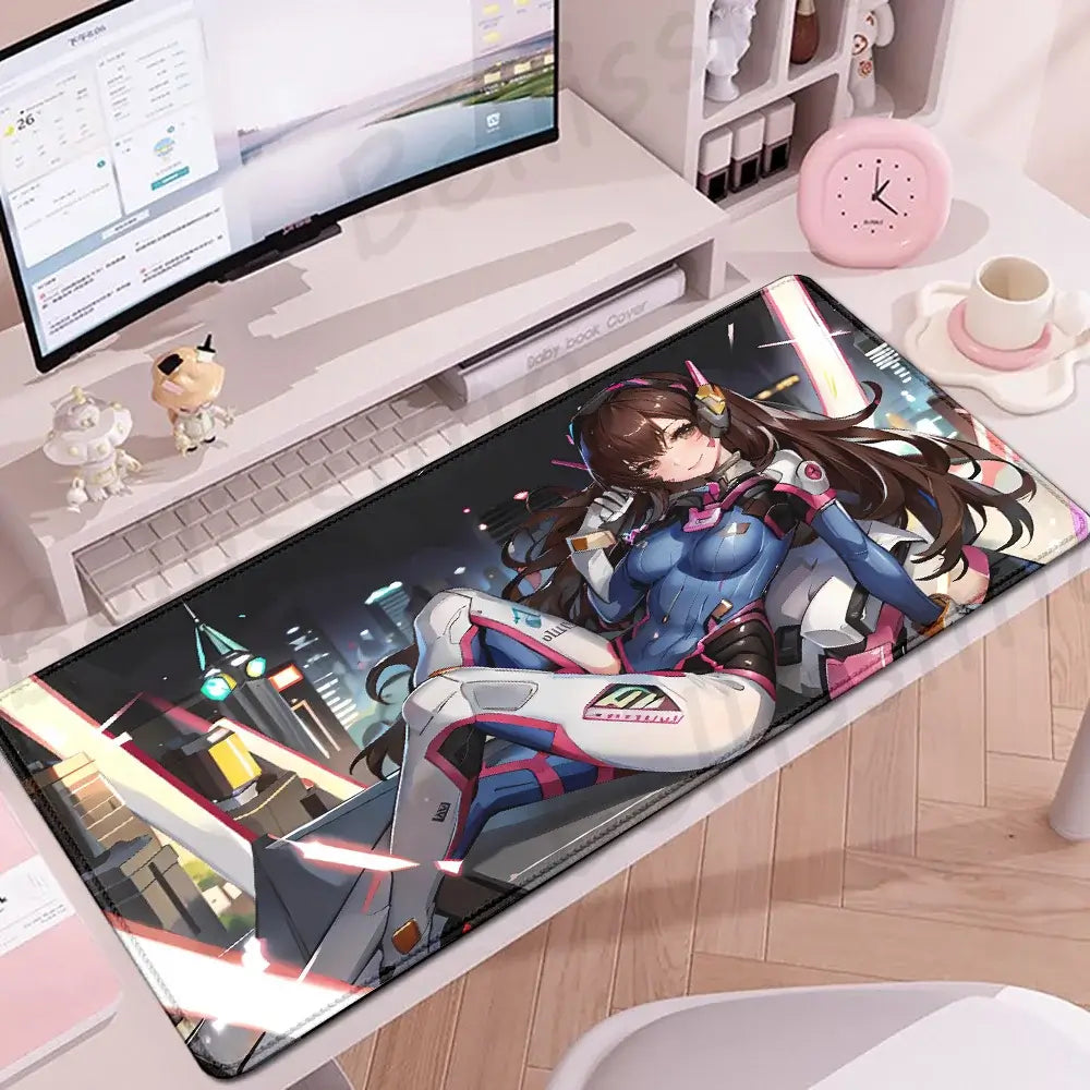 Accesorios Gaming O-Overwatch D-D.va Alfombrilla de Ratón Grande, Alfombrilla para Teclado y Ratón PC, Deskmat XXL Extendida, Alfombrilla Gamer