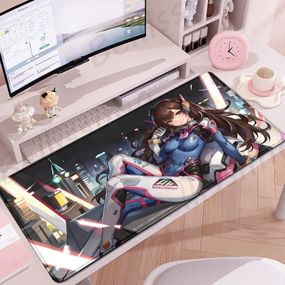 Accesorios Gaming O-Overwatch D-D.va Alfombrilla de Ratón Grande, Alfombrilla para Teclado y Ratón PC, Deskmat XXL Extendida, Alfombrilla Gamer