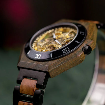 BOBO BIRD Wood Mechanical Watch Men Relogio Masculino Big Mens Watches Top Brand Luxury Timepieces erkek kol saati Dropshipping