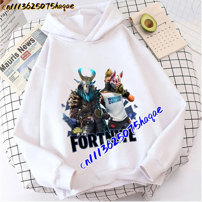 Детски суитшърт с качулка FORTNITED с дълъг ръкав за момичета и момчета, streetwear стил, аниме мода, горнище за деца и бебета, подарък