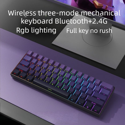 Wireless Gaming Mechanical Keyboard  Bluetooth 60 Percent RGB White Triple Mode Portable Keyboards  key board claviers teclado