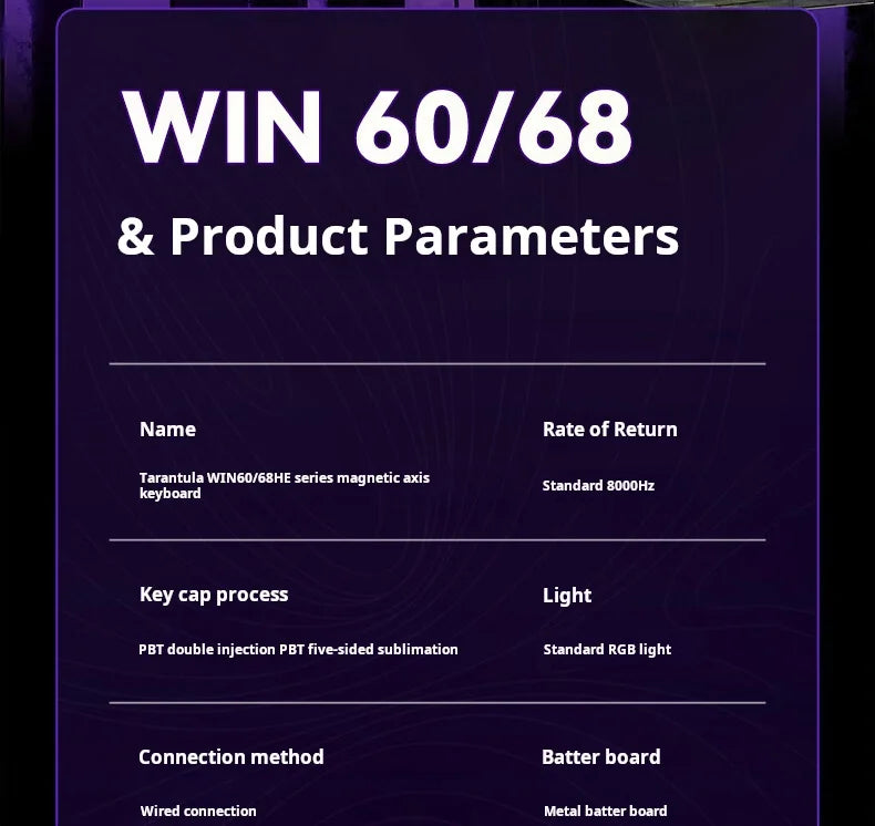Teclado mecánico personalizado AULA WIN60 HE con conexión por cable, eje magnético RT, para e-sports y juegos, tasa de sondeo de 8K