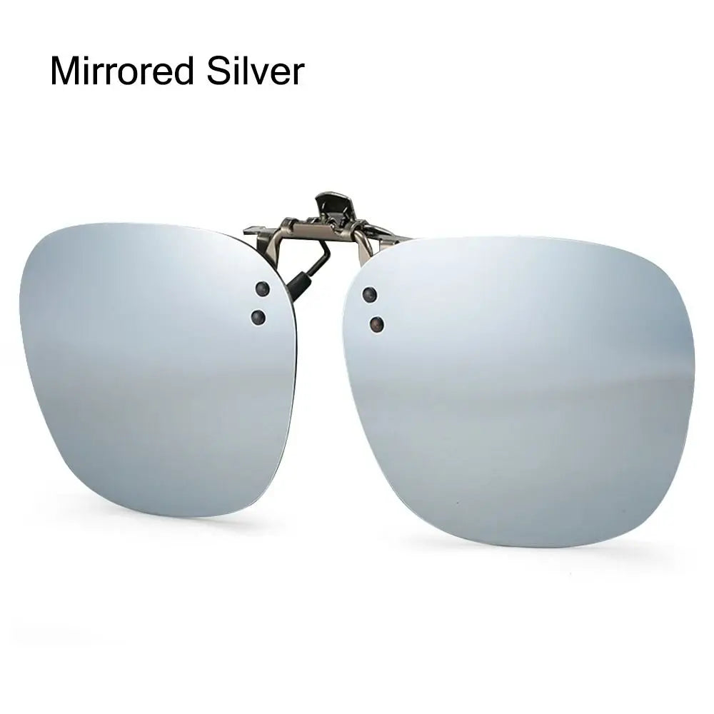 Metal Clip Clip-On Polarized Sunglasses Convenient Rimless Flip-up Sun Glasses for Prescription Glasses UV400 Polygonal Shades