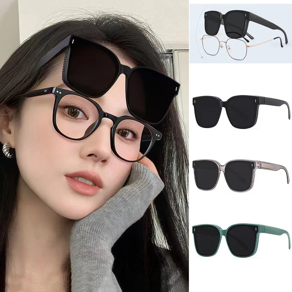 Gafas de sol polarizadas de moda para llevar sobre gafas graduadas para miopía; gafas portátiles para hombre y mujer, de estilo vintage, para pesca y conducción