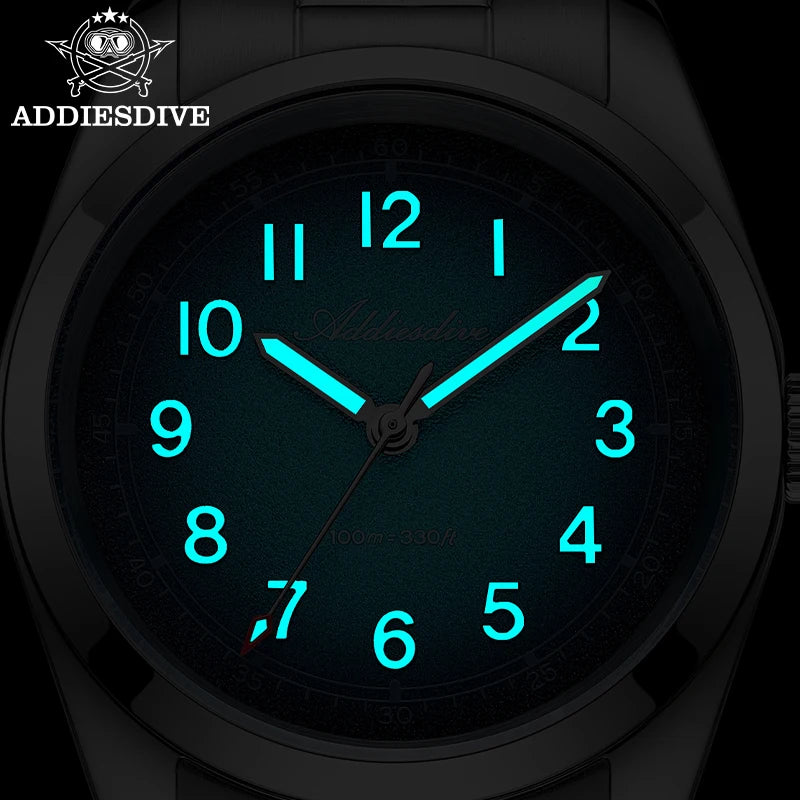 ADDIESDIVE 2026 – Nouvelle montre à quartz de luxe pour homme, étanche à 100 m, verre saphir, très lumineuse, en acier inoxydable, style professionnel