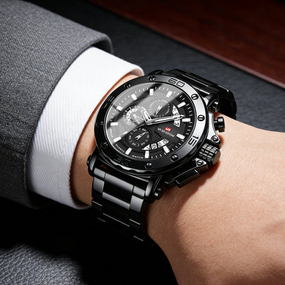Montre chronographe VA VA VOOM pour homme, calendrier, lumineuse, étanche, montre de luxe en acier inoxydable à quartz.