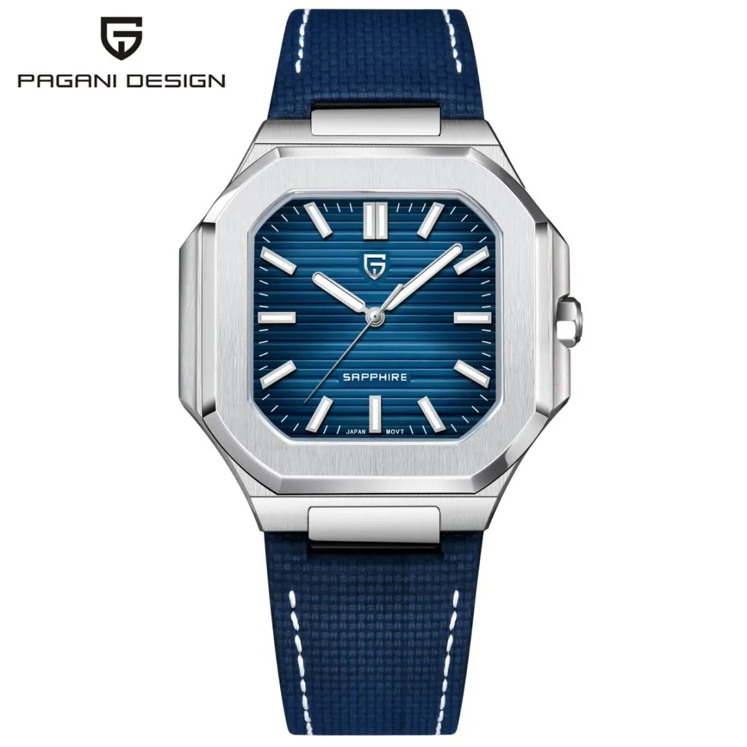 PAGANI DESIGN New V2 Orologio da uomo quadrato al quarzo, marchio di lusso premium, sportivo, impermeabile, in zaffiro e acciaio inossidabile