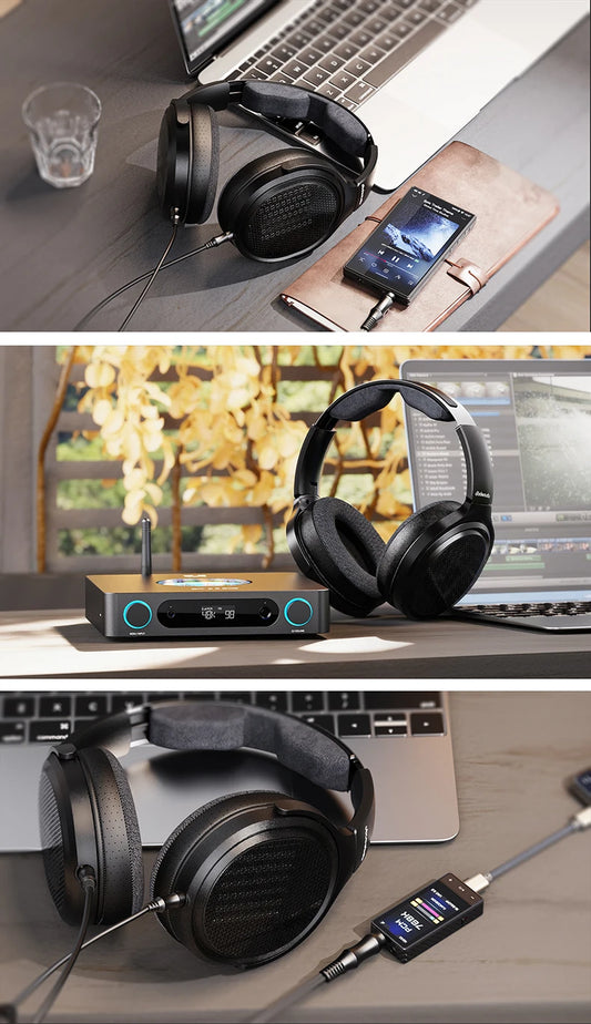 FiiO JT7 planarmagnetiska överöronshörlurar för audiofiler – 95 x 86 mm drivelement, 4,4 mm och 3,5 mm trådbundna HiFi-hörlurar