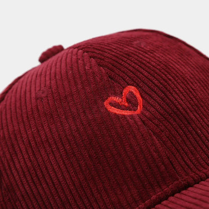 New Little Love Embroidered Corduroy Baseball Cap Spring and Autumn Women's Korean Fashion Simple Sun Hat Outdoor Casual Caps