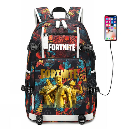 Mochila escolar Fortnite con estampado del juego para estudiantes, niños y niñas, gran capacidad, impermeable, ligera y resistente, regalo de cumpleaños