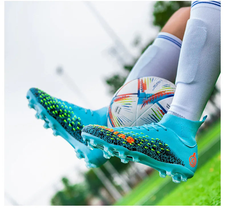 1 paire de chaussures de football pour hommes, résistantes à l'usure, antidérapantes, avec crampons longs et courts, idéales pour les matchs sur gazon extérieur, pour étudiants et adultes