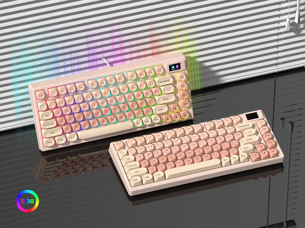 Womier S-K80 Keyboard Liquid 75% Hot Swap Keyboard with Color OLED Display Mechanical Gaming Keyboard Gasket Mount RGB for Windows