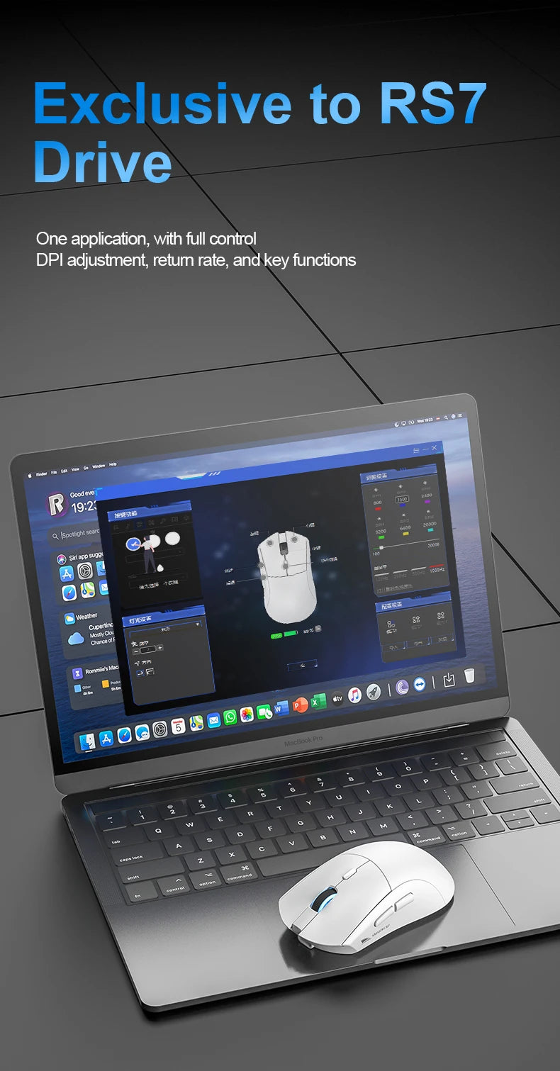 Bezdrátová herní myš SMAILWOLF RS7 Bluetooth, tři režimy, PAW3311, makra s vysokou přesností, pro notebook, gaming i kancelář