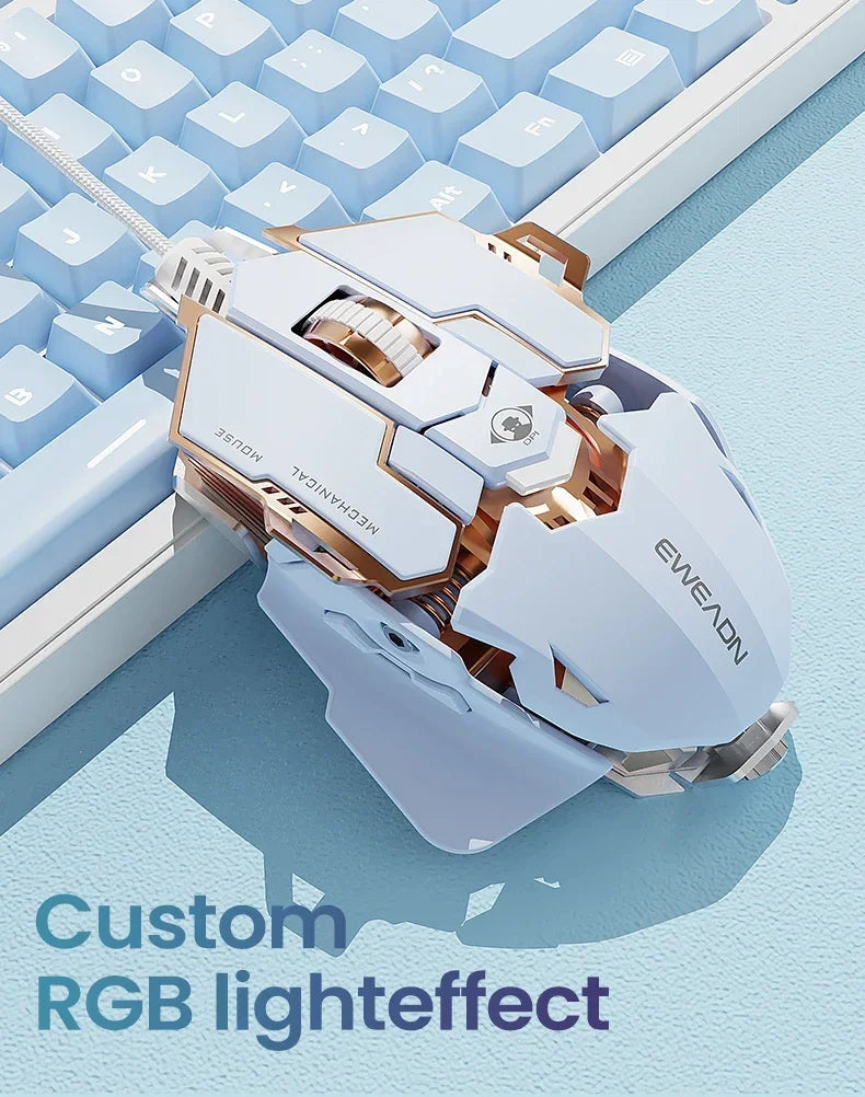 G5 Mechanical E-sports Wired Mouse, RGB 9 Button Macro Programming Gaming Mute Mouse, 12800 DPI for Desktop Computer Laptop