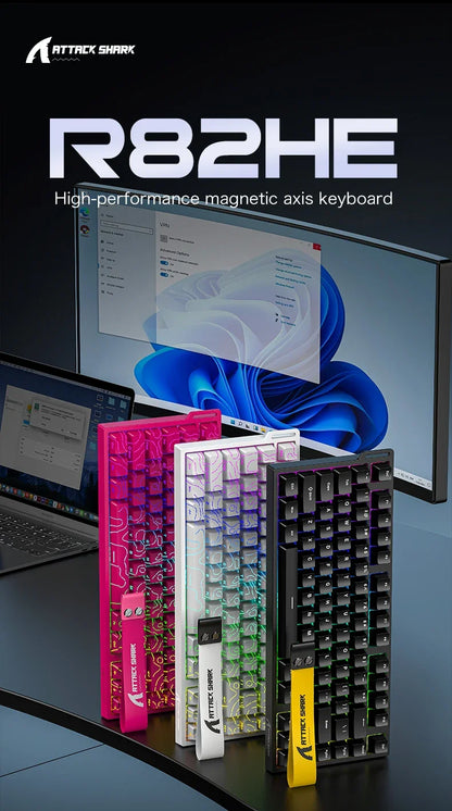 ATTACK SHARK R82 HE Wired 75% Magnetic Keyboard RGB 8000Hz Rapid Trigger 0.005mm Actuation Gaming Keyboard