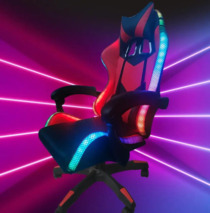 Factory Wholesale Leather LED Light RGB Gaming Chair Racing Office Massage Gamer Chair Adjustable Swivel Gas Lift