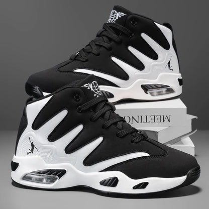 Chaussures de basketball montantes pour hommes, robustes et stables, baskets d'entraînement à lacets, unisexe, adaptées à la course, au sport, au basketball et à la marche. Cadeau idéal pour hommes, léger, confortable,