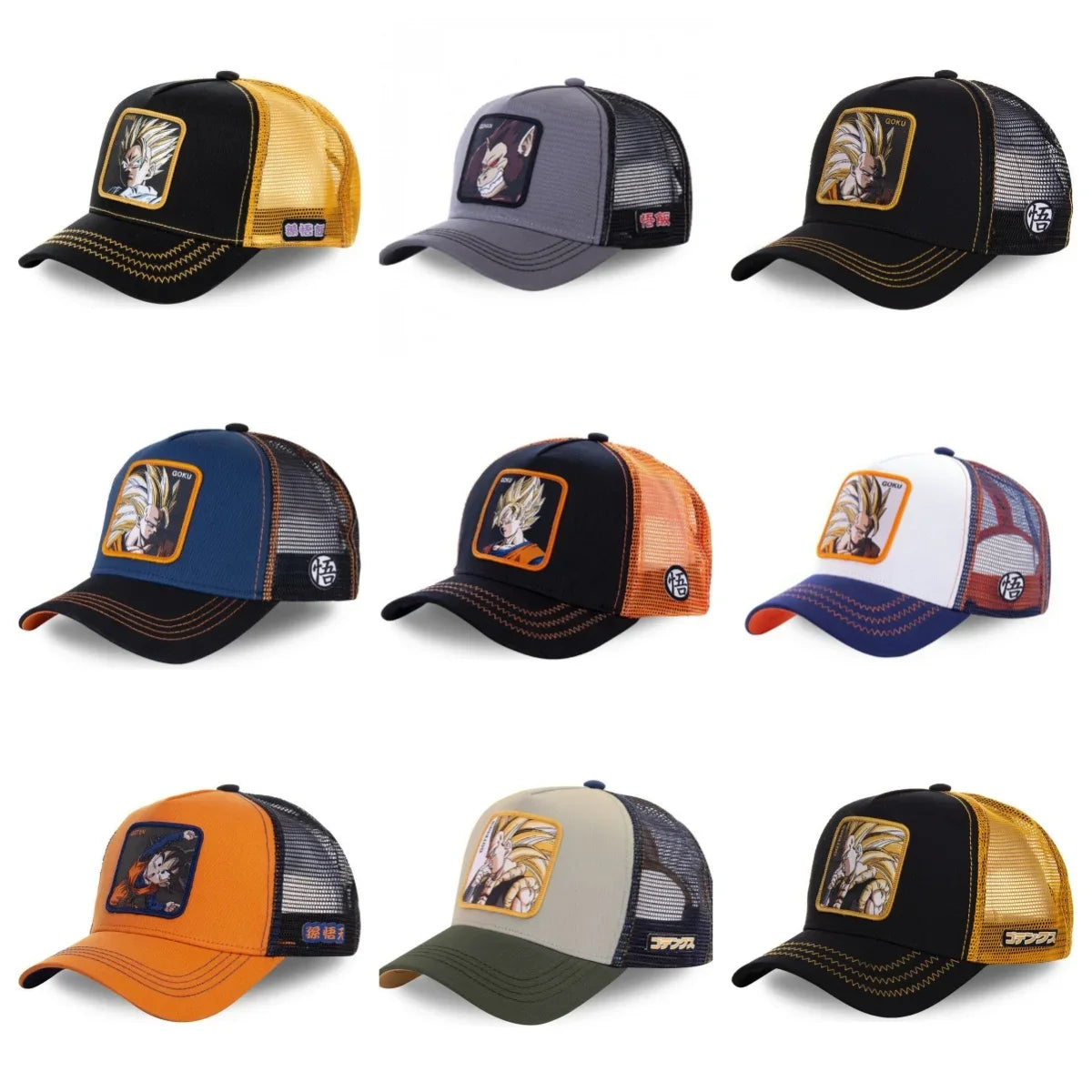 ALL Styles Dragon Ball Baseball Cap Snapback Peaked Cap Men's Embroidery Hip-Hop Cap Style Sun Visor Adjustable Trucker Mesh Cap