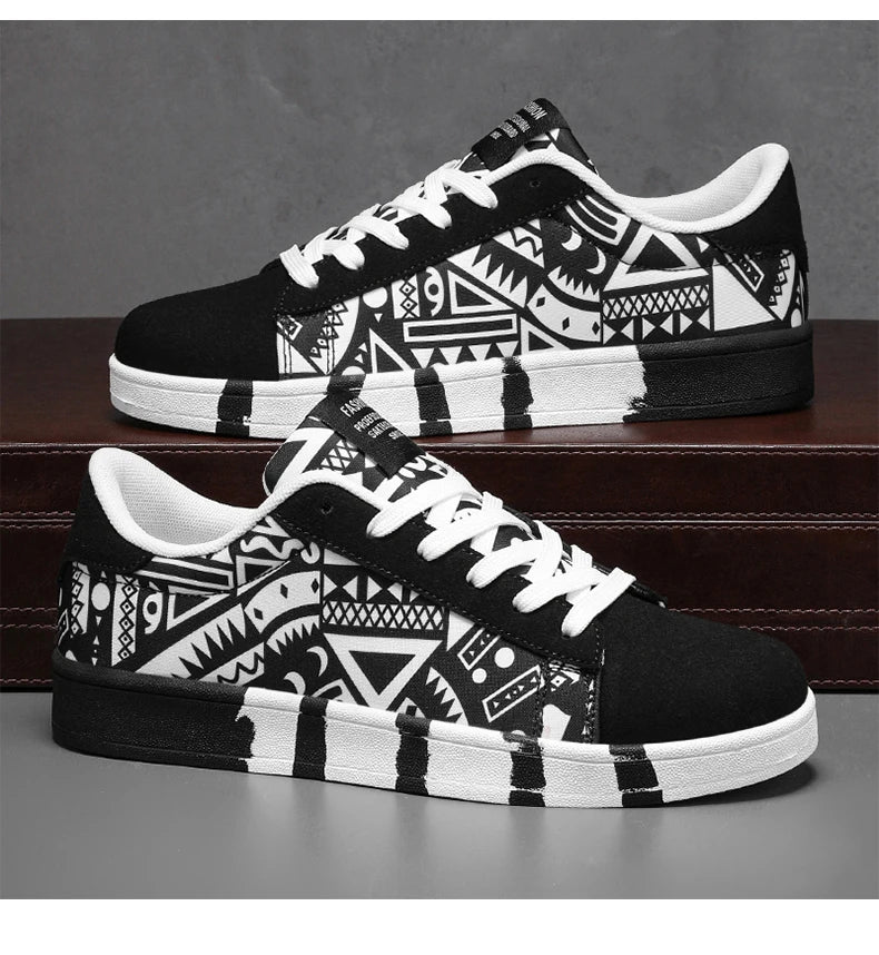 Nouvelles Chaussures de Skateboard Tendance pour Hommes – Baskets Décontractées Antidérapantes en Toile à Motifs pour la Marche en Extérieur – Zapatos Sportifs pour Homme