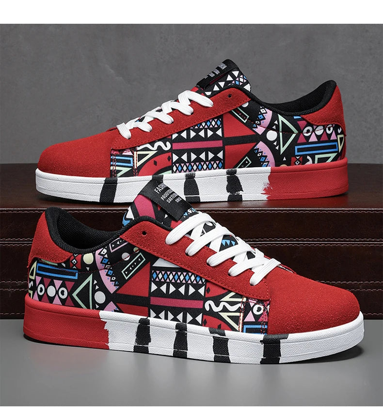 Nouvelles Chaussures de Skateboard Tendance pour Hommes – Baskets Décontractées Antidérapantes en Toile à Motifs pour la Marche en Extérieur – Zapatos Sportifs pour Homme