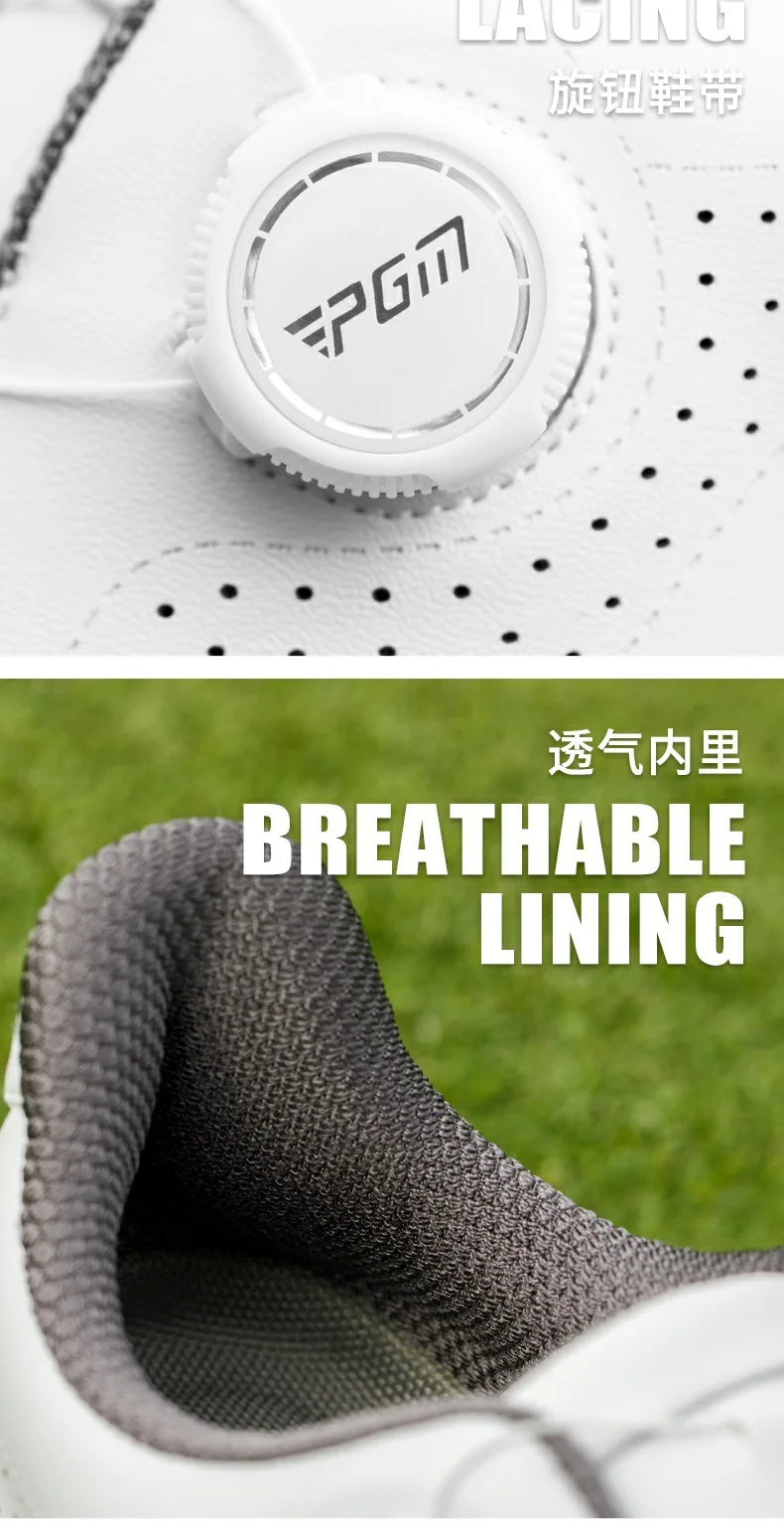 PGM Golf Men's Sports Sneakers Super Soft Popcorn Midsole Knob Lace Anti Slip Breathable Golf Shoes