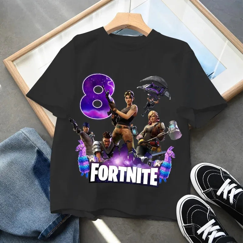 Fortnites dječje majice s brojem za rođendane za djevojčice i dječake, ljetna odjeća, pamučne majice za bebe, kratke majice za zabave, kratkih rukava, poklon za malu djecu
